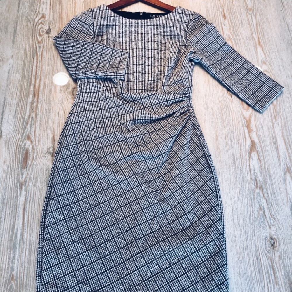 Lauren Ralph Lauren Dress Houndstooth Size 2 Petite - Picture 2 of 6